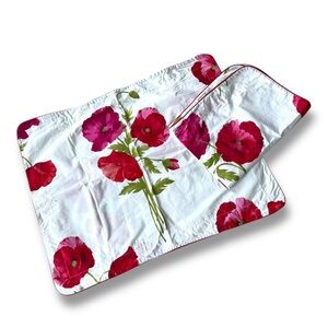 Bloom 100% Cotton Bedding Floral White/Orange Poppy Pattern Pillow Shams x 2
